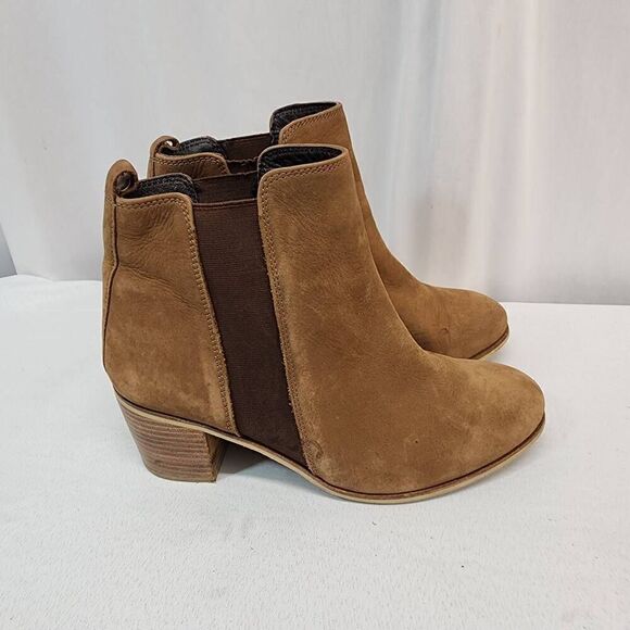 Dune London Women's Walker Boot Size 10 Block Heel Chelsea Pull On Tan Suede Y - Picture 3 of 11